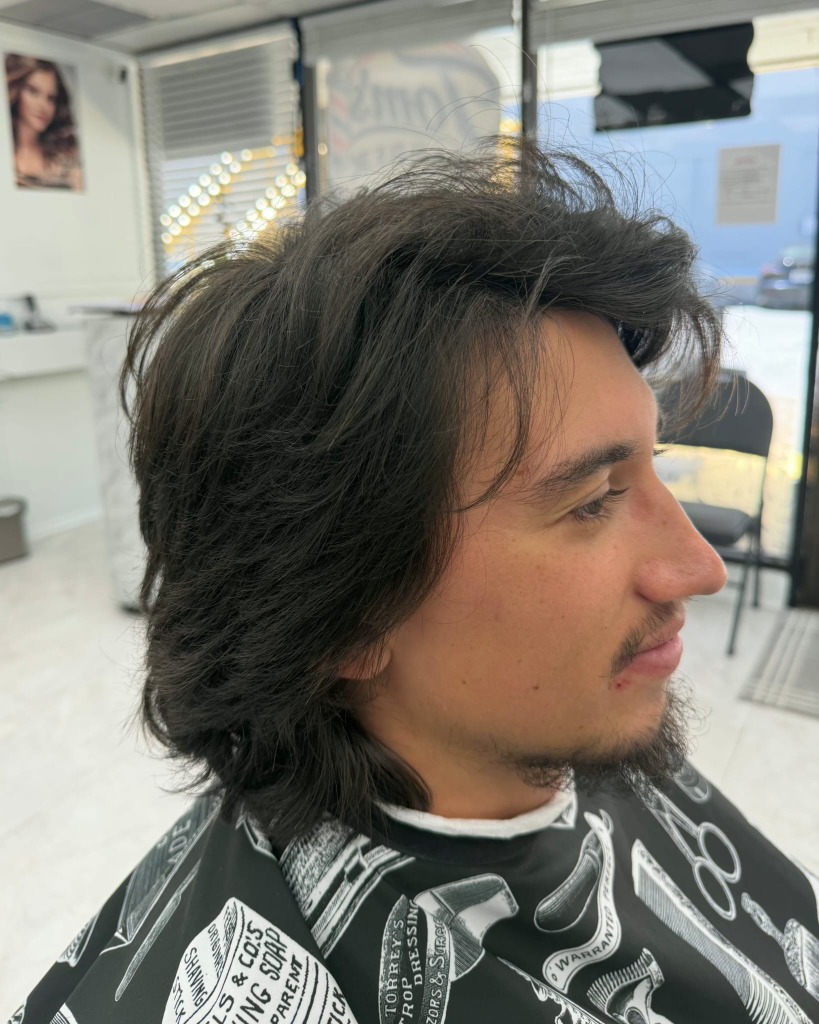 Long overgrown hair — before visit to Tom's Barber